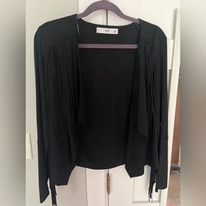 Mango black fringe suede jacket